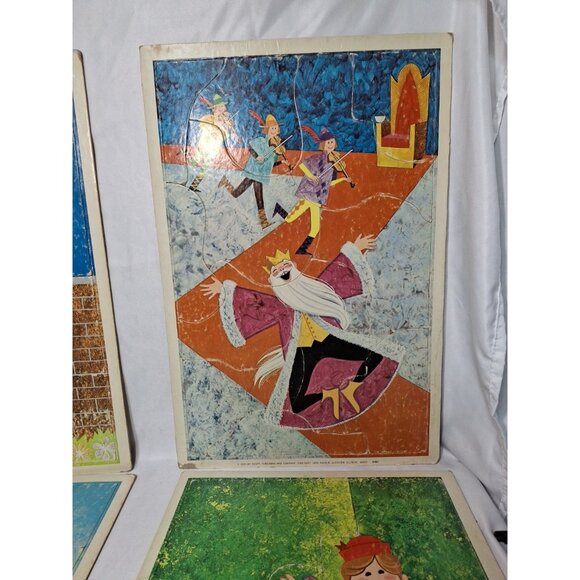 3 Vintage 1970 Nursery Rhyme Puzzles Frame tray, 10 or less pcs. 2491 12x118" - Picture 5 of 8